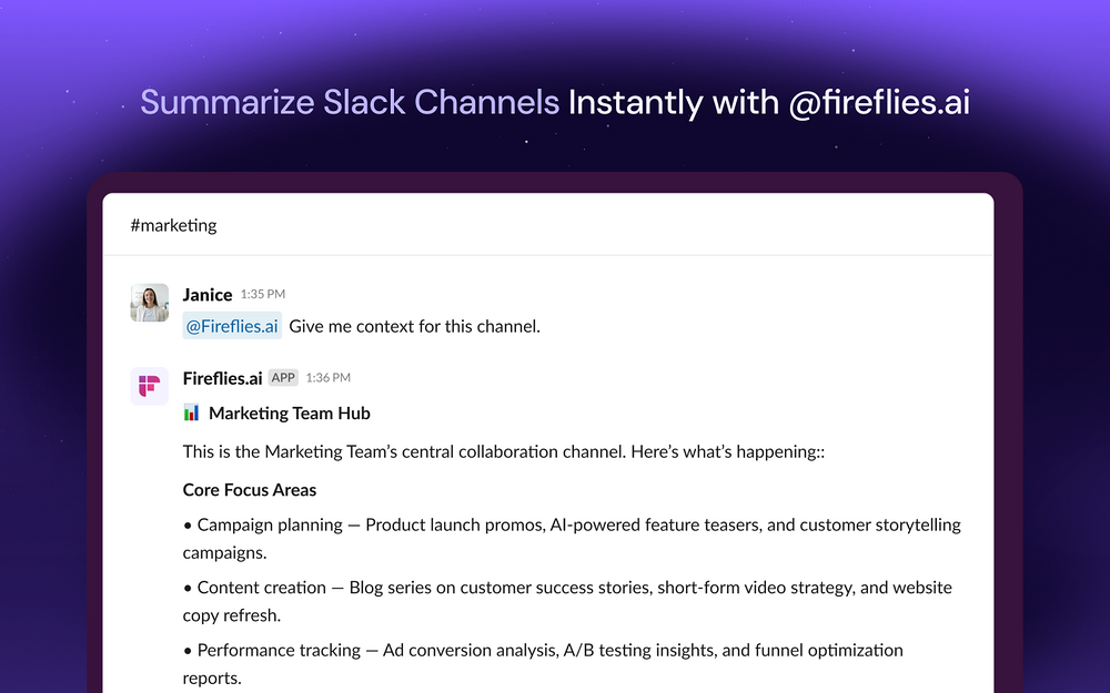 Fireflies.ai feature detail — Sales app on the Slack Marketplace
