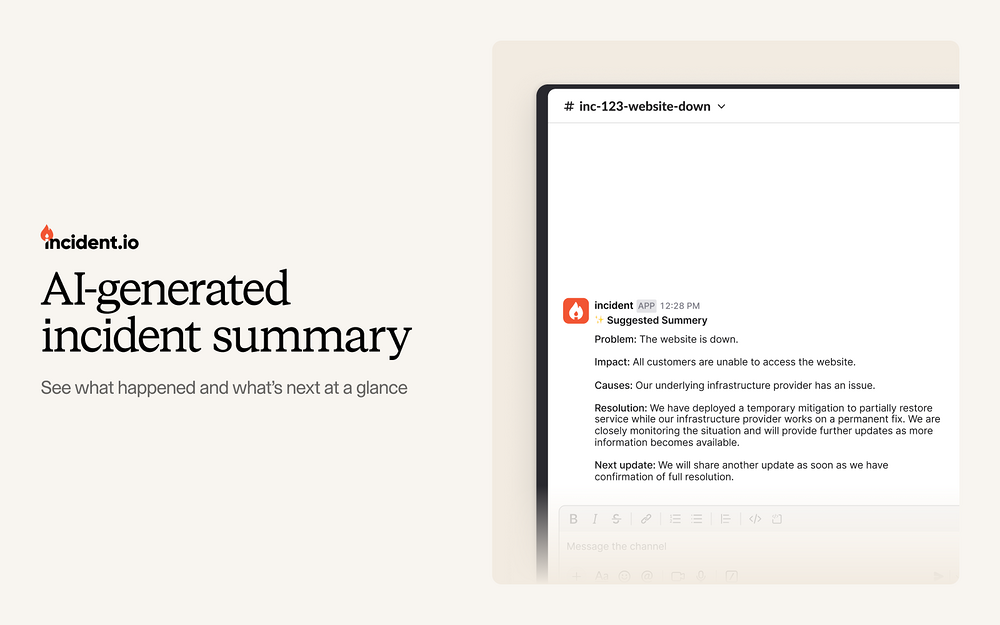 incident.io integration setup — Customer Support app on the Slack Marketplace