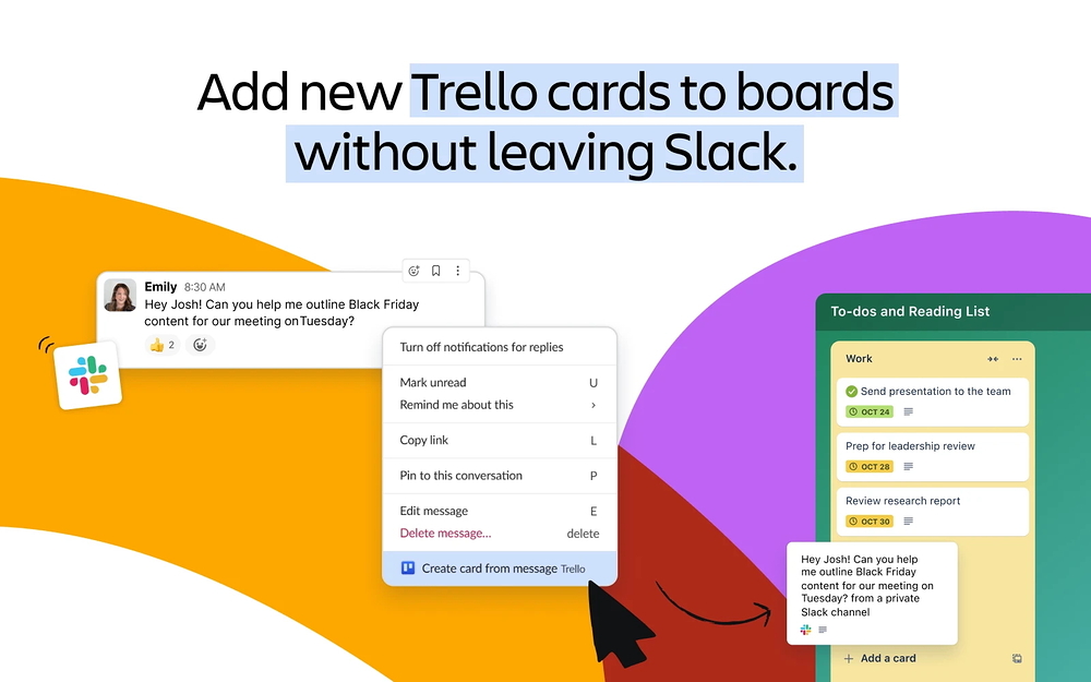 Trello dashboard view — Brilliant Bots app on the Slack Marketplace