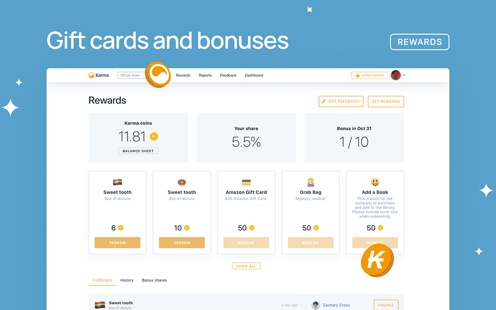 Karma settings interface — Health & Wellness app on the Slack Marketplace