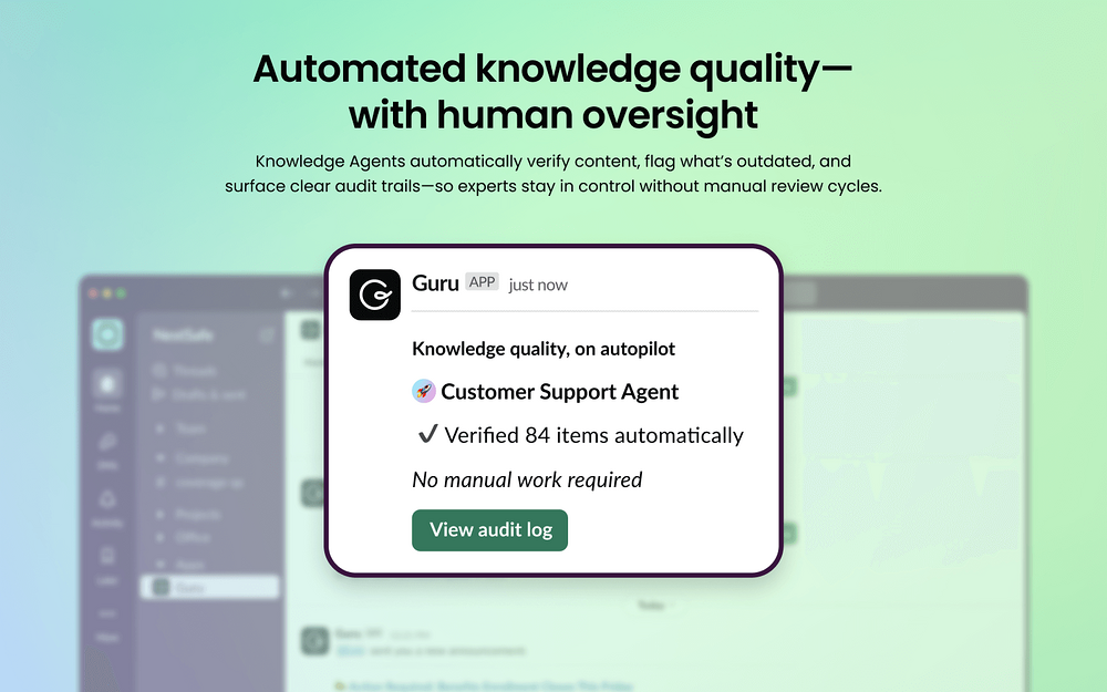 Guru feature detail — Security & Compliance app on the Slack Marketplace