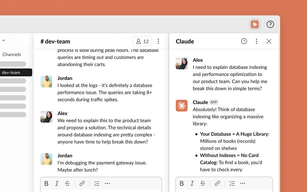 Claude feature detail — AI Apps & Assistants app on the Slack Marketplace