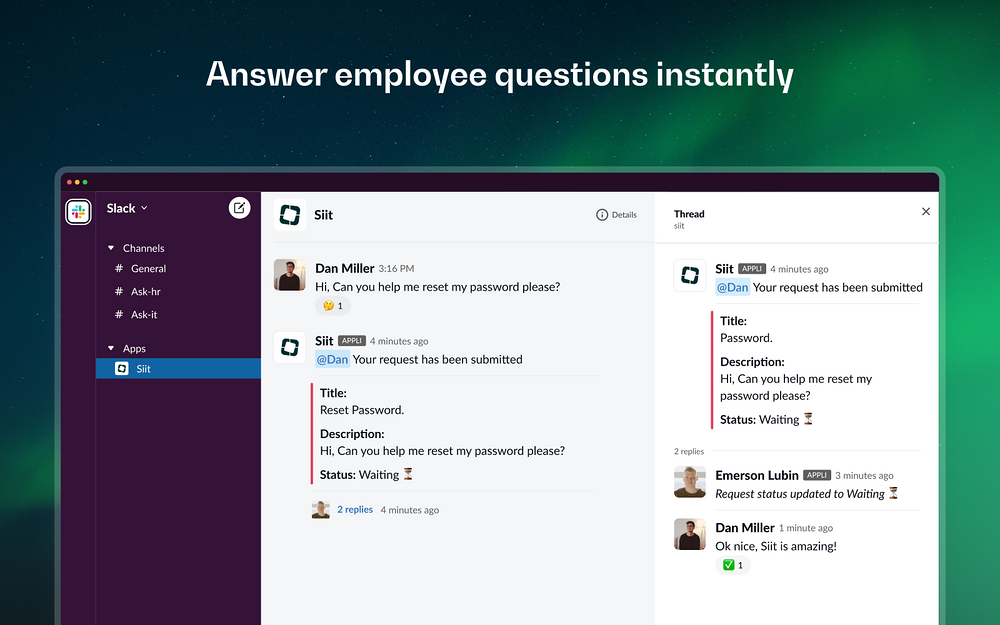 Siit dashboard view — Security & Compliance app on the Slack Marketplace