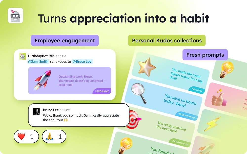 BirthdayBot feature detail — Social & Fun app on the Slack Marketplace
