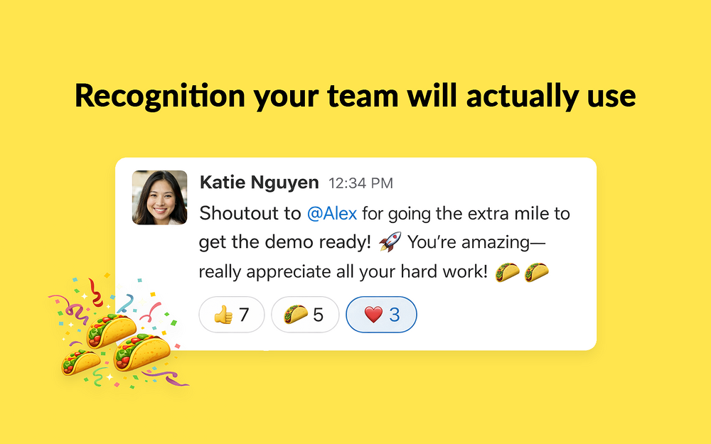 HeyTaco primary marketing image — Social & Fun app on the Slack Marketplace