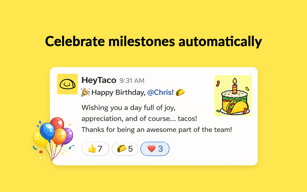 HeyTaco settings interface — Social & Fun app on the Slack Marketplace