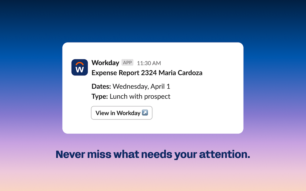 Workday settings interface — Finance app on the Slack Marketplace