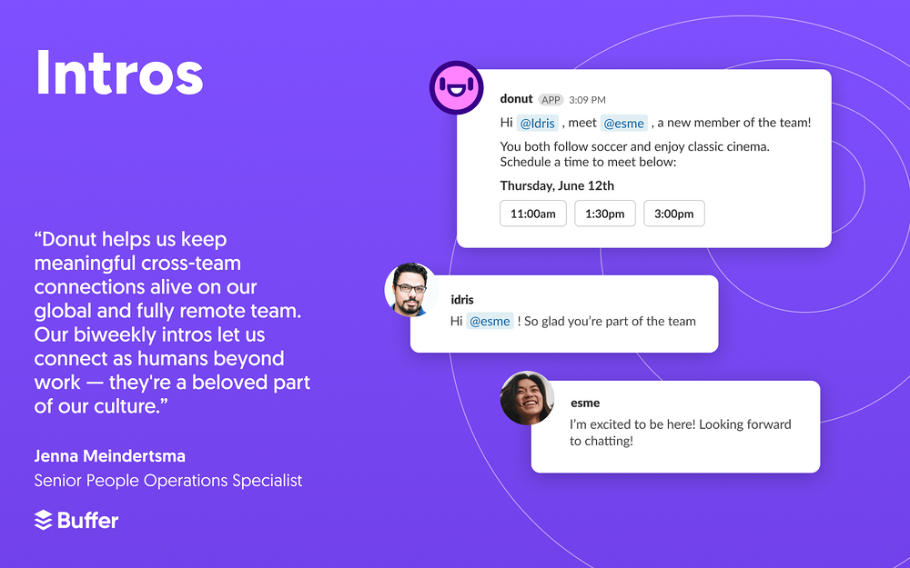 Donut primary marketing image — HR & Team Culture app on the Slack Marketplace