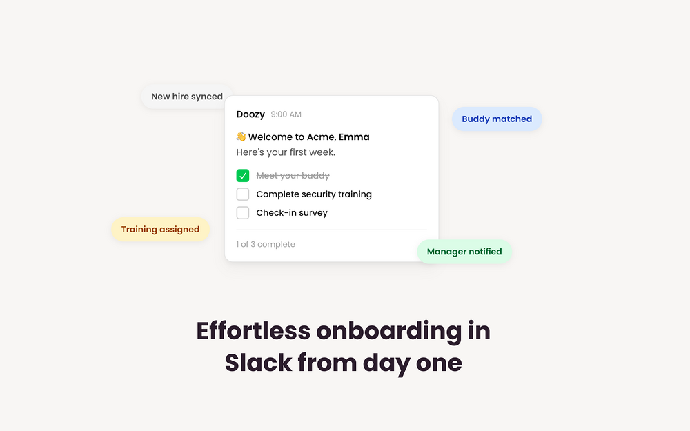 Doozy feature detail — Security & Compliance app on the Slack Marketplace