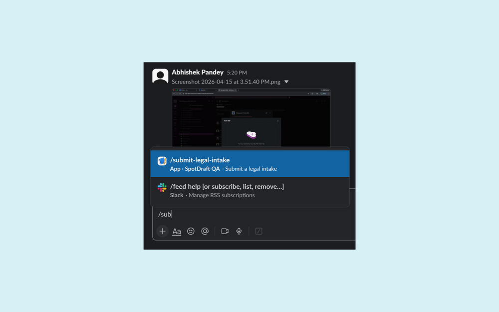 SpotDraft mobile preview — Finance app on the Slack Marketplace