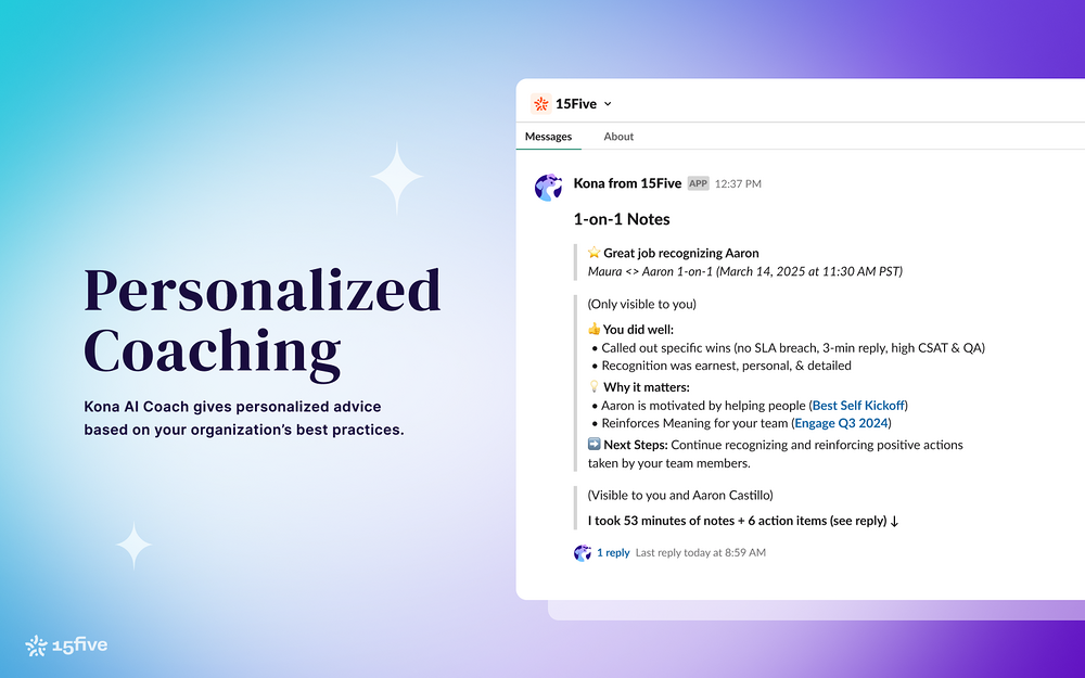 15Five mobile preview — Health & Wellness app on the Slack Marketplace