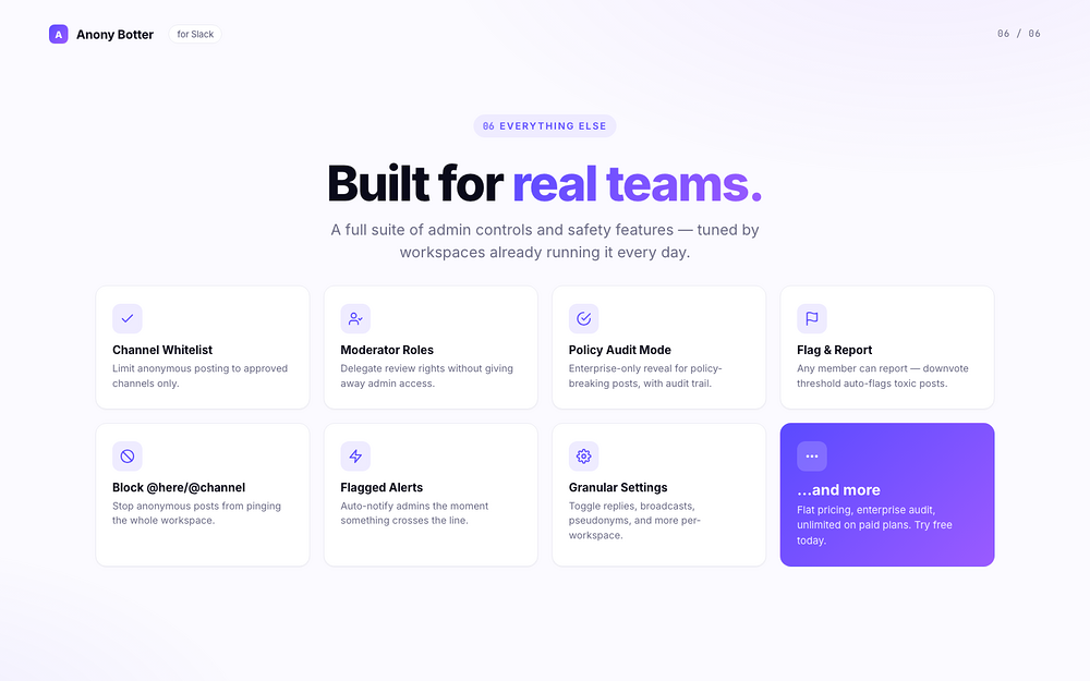 Anony Botter - anonymous messages mobile preview — Social & Fun app on the Slack Marketplace
