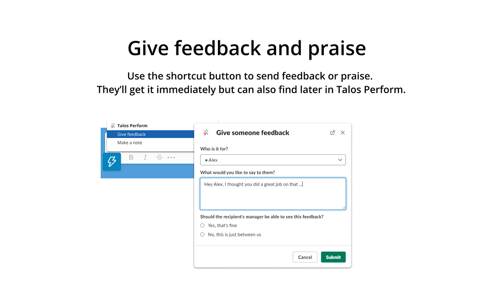 Talos Perform primary marketing image — Enterprise-ready apps app on the Slack Marketplace