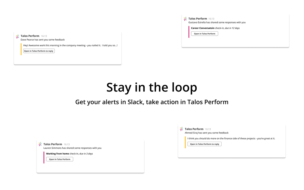 Talos Perform dashboard view — Enterprise-ready apps app on the Slack Marketplace