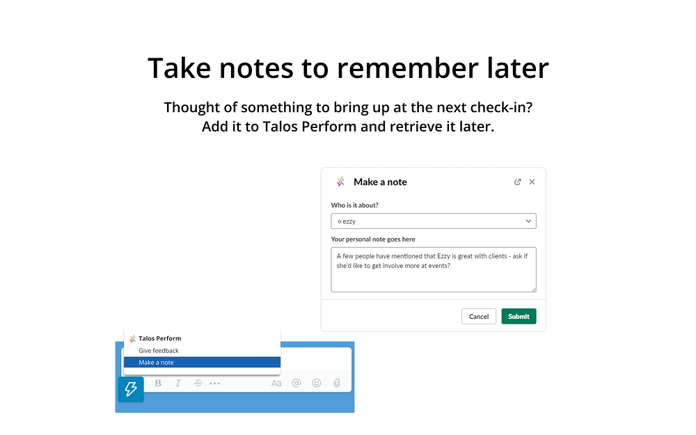 Talos Perform feature detail — Enterprise-ready apps app on the Slack Marketplace