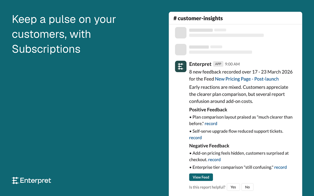 Enterpret feature detail — Analytics app on the Slack Marketplace