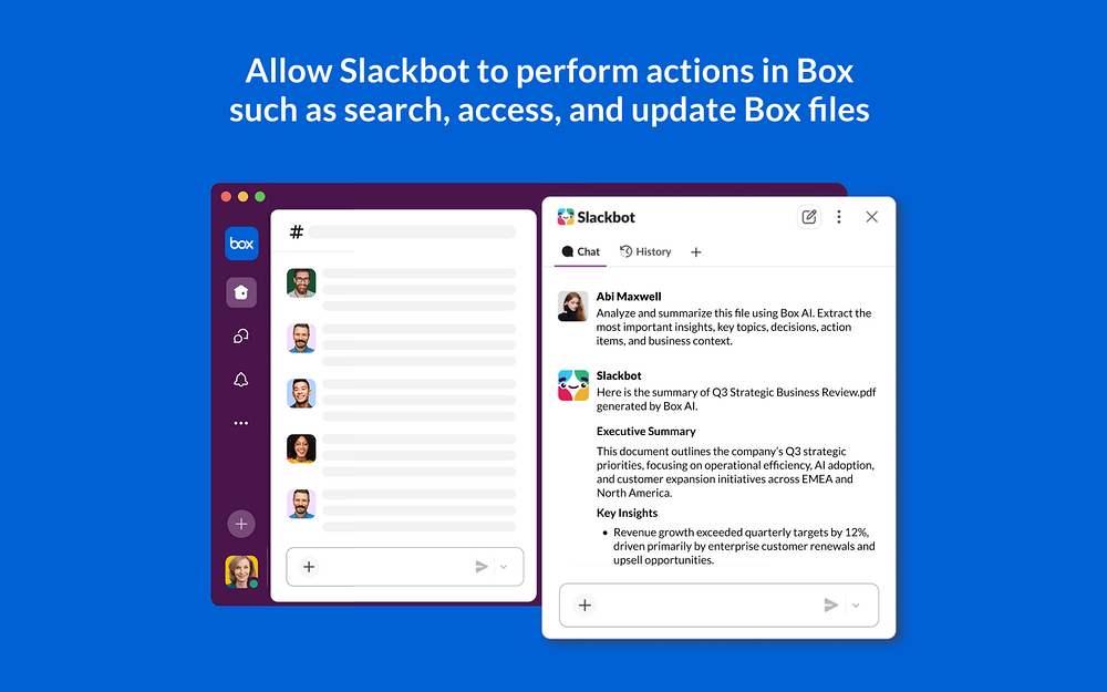 Box settings interface — MCP registry app on the Slack Marketplace