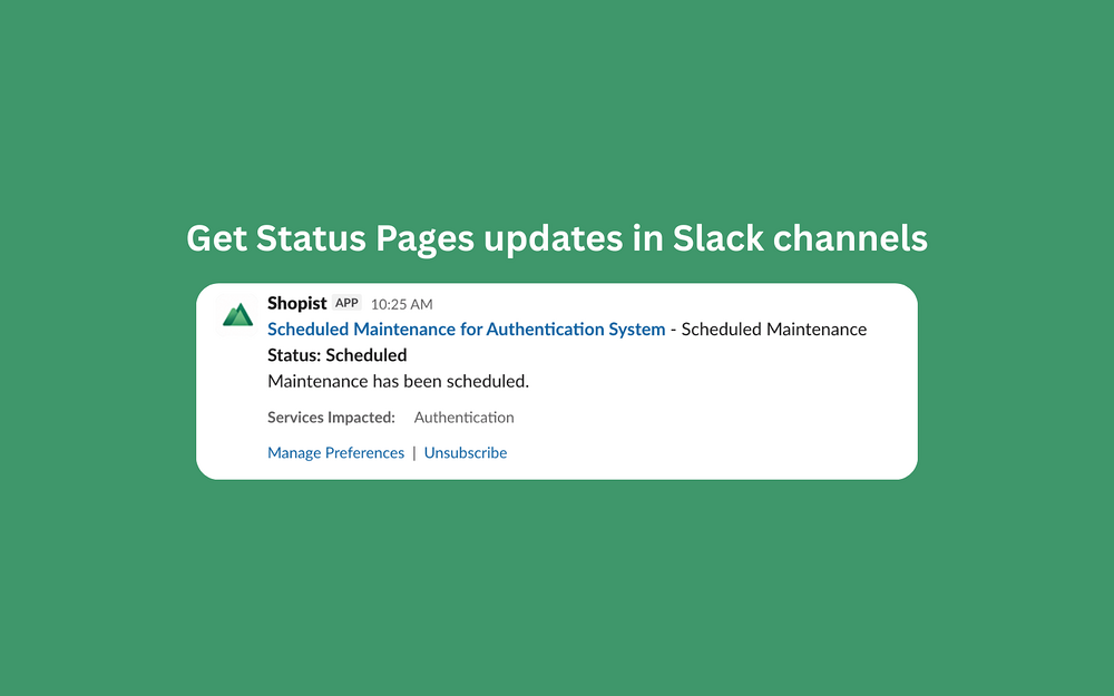 Datadog Status Pages dashboard view — Developer Tools app on the Slack Marketplace