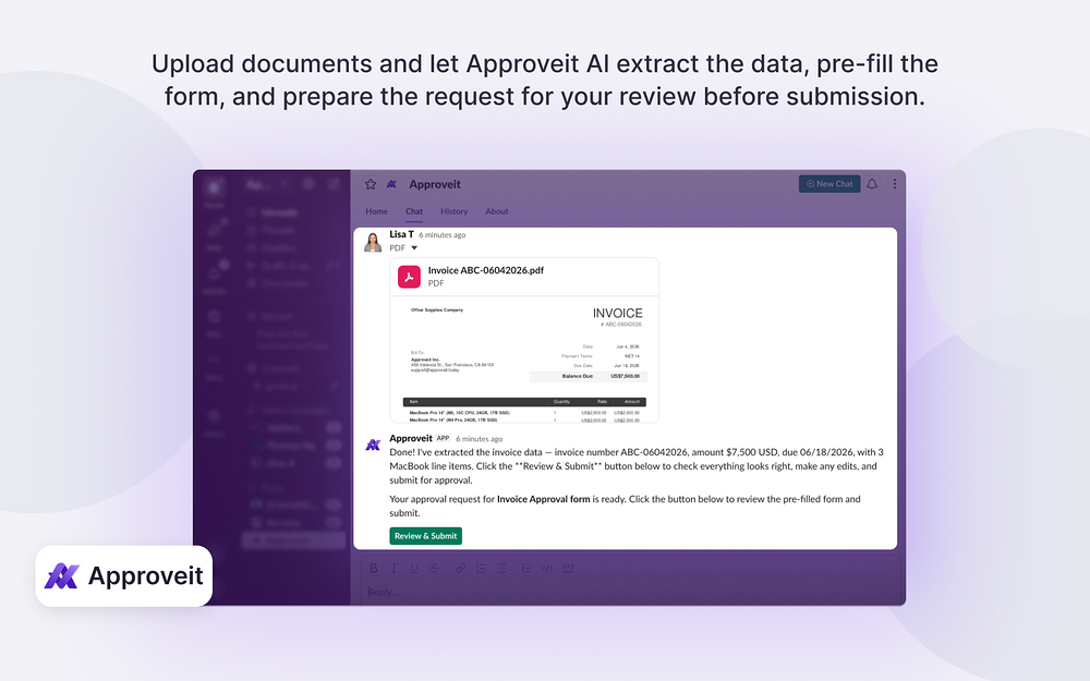 Approveit feature detail — Finance app on the Slack Marketplace