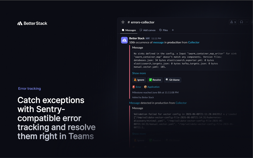 Better Stack dashboard view — Analytics app on the Slack Marketplace