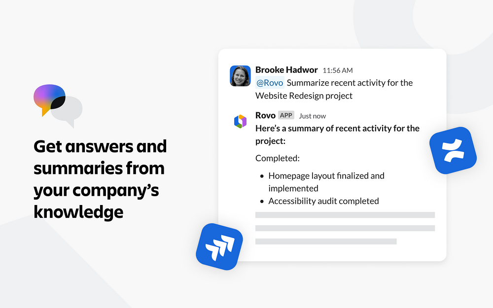 Atlassian Rovo dashboard view — MCP registry app on the Slack Marketplace