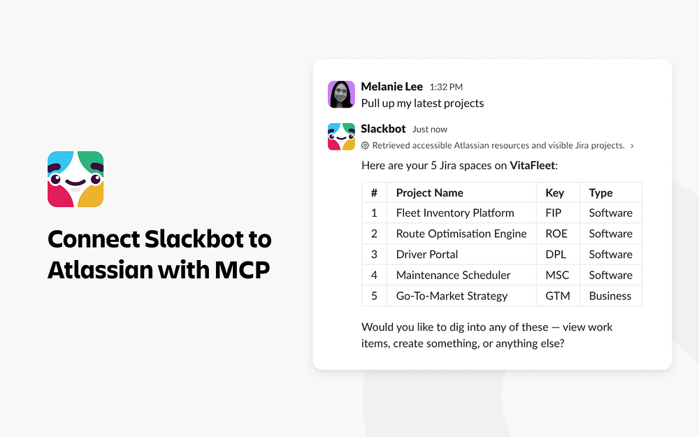 Atlassian Rovo feature detail — MCP registry app on the Slack Marketplace