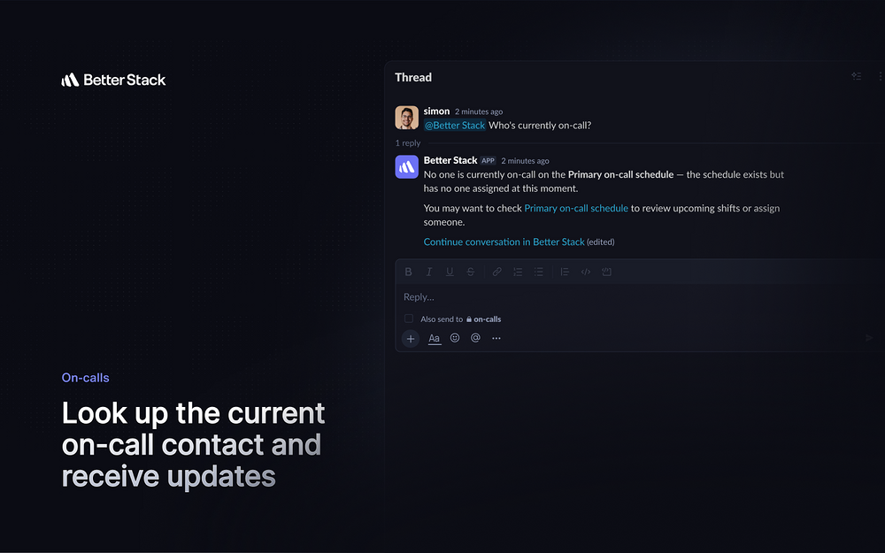 Better Stack settings interface — Analytics app on the Slack Marketplace