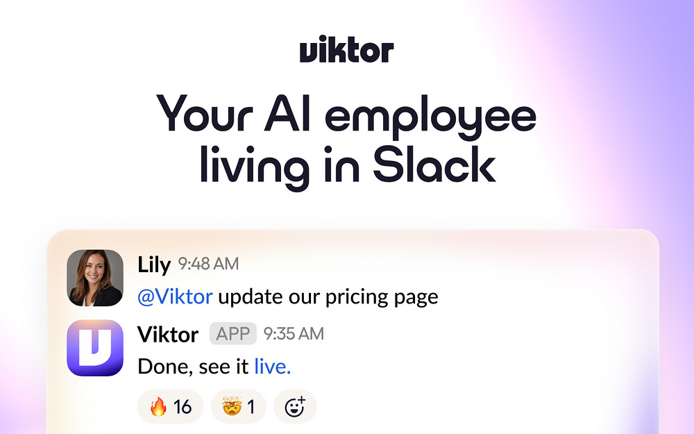 Viktor primary marketing image — Project Management app on the Slack Marketplace
