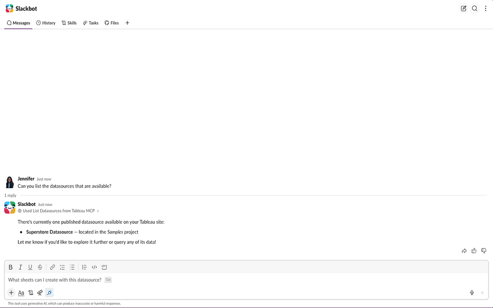Tableau settings interface — Analytics app on the Slack Marketplace