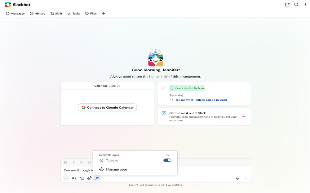 Tableau mobile preview — Analytics app on the Slack Marketplace