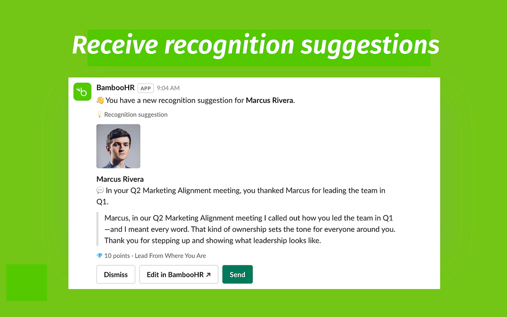 BambooHR mobile preview — Office Management app on the Slack Marketplace