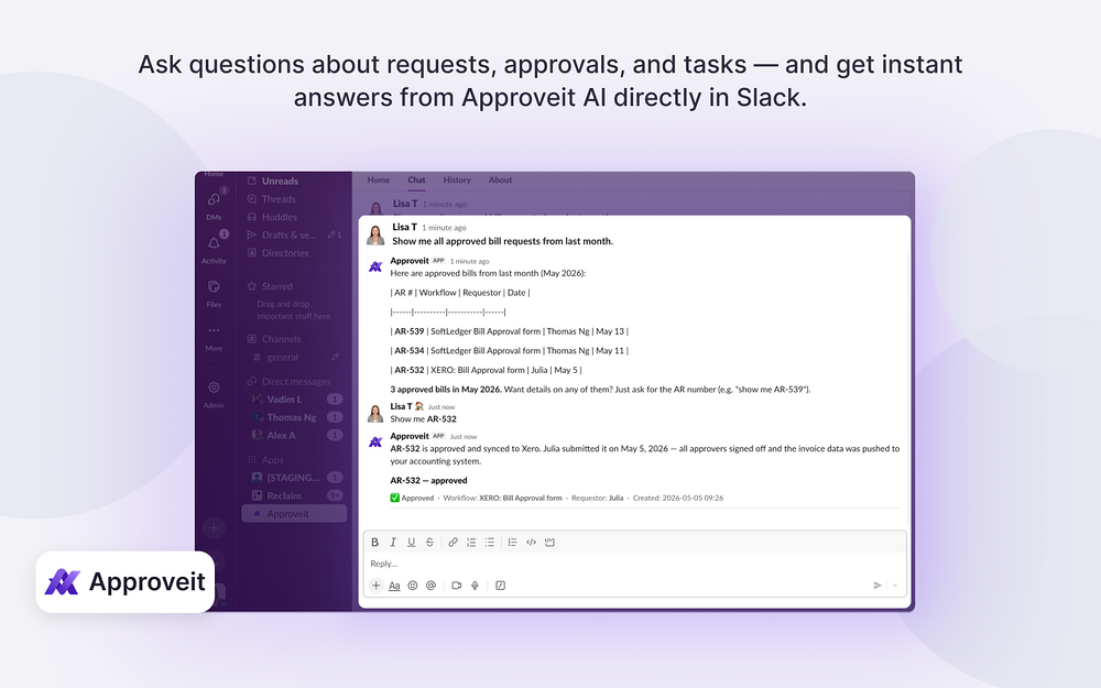 Approveit integration setup — Finance app on the Slack Marketplace
