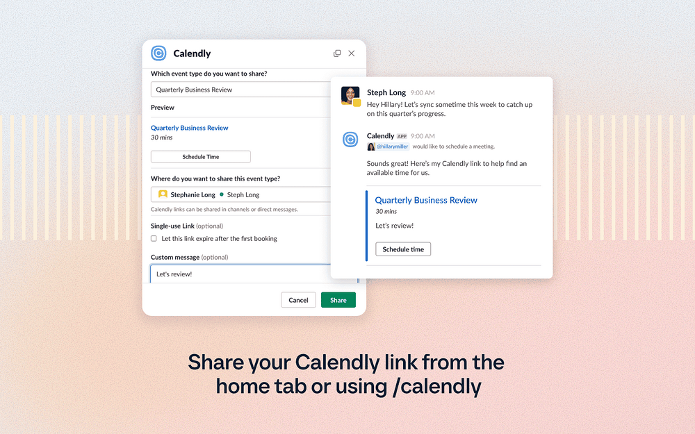 Calendly feature detail — Office Management app on the Slack Marketplace