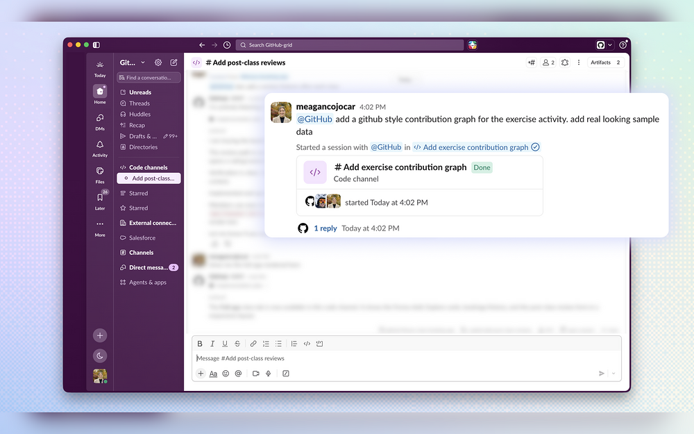 GitHub mobile preview — Developer Tools app on the Slack Marketplace
