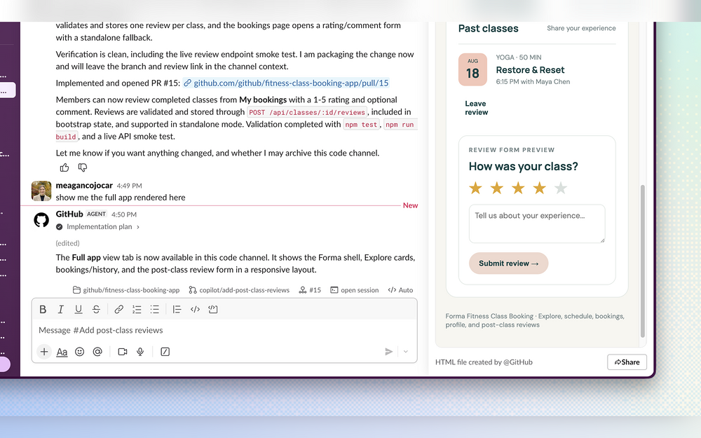 GitHub integration setup — Developer Tools app on the Slack Marketplace